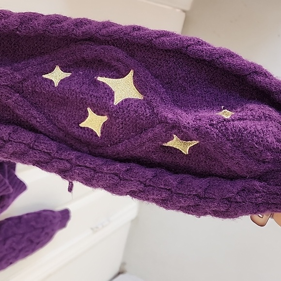 Taylor Swift Speak Now Cardigan Sweater M/L Purple Cable Knit Star Soft - Picture 4 of 9